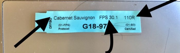 Cab Sauv FPS 30.1 110R (vine tag)
